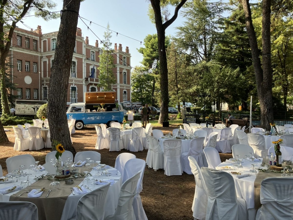 Wedding venue setup at Nomarchy gardens Thessaloniki DJ Seitan