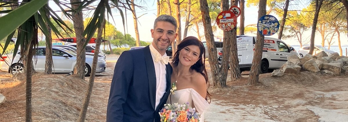 Bride and groom Asja and Jiro at their wedding in Vourvourou Halkidiki
