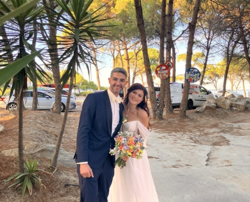 Bride and groom Asja and Jiro at their wedding in Vourvourou Halkidiki