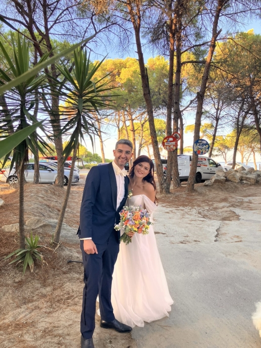 Bride and groom Asja and Jiro at their wedding in Vourvourou Halkidiki